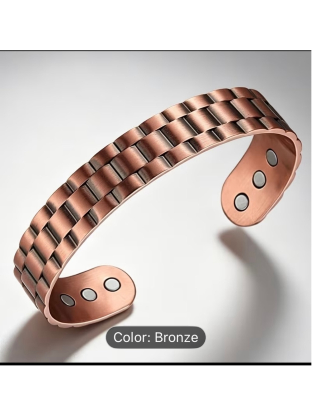 Fashion Magnetic Copper Bracelet One Size Bronze Silver - Picture 4 of 7